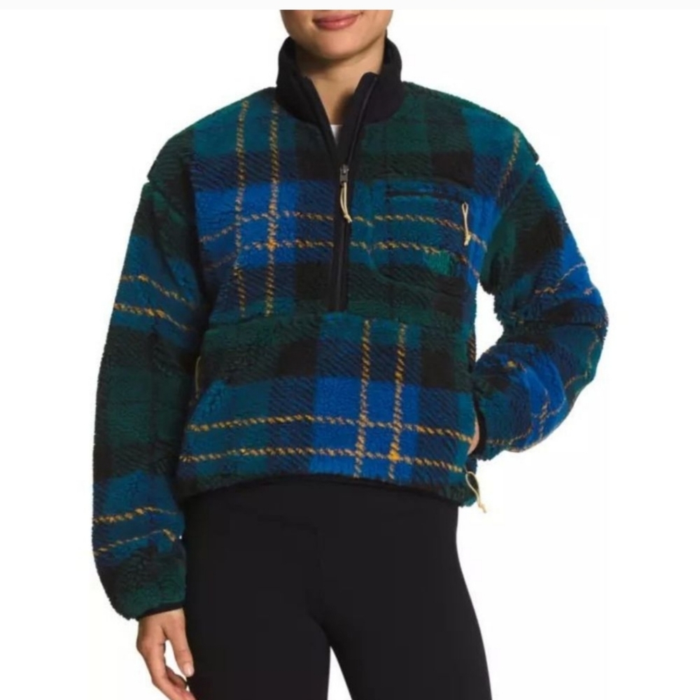 NWT The North Face Jacquard Exstream Pile Fleece Half Zip Pullover  Plaid XXL